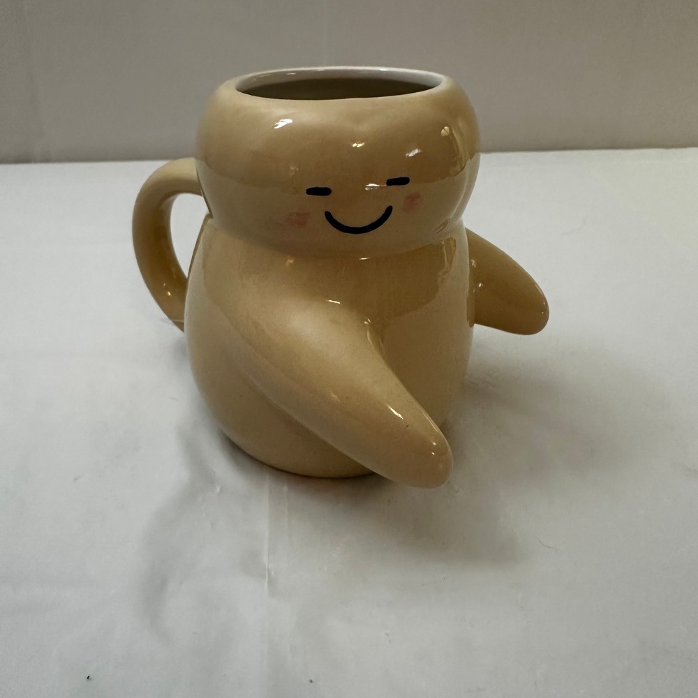 Mainstays Huggable Friend Tan Ceramic 3D Character Coffee Mug‎ Smiling Face New